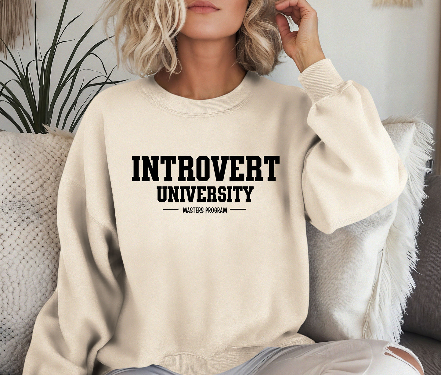 😴 Introvert University Sweatshirt | Funny Cozy Cat Crewneck | Anti-Social Club Hoodie | Lazy Day Gift for Her or Him