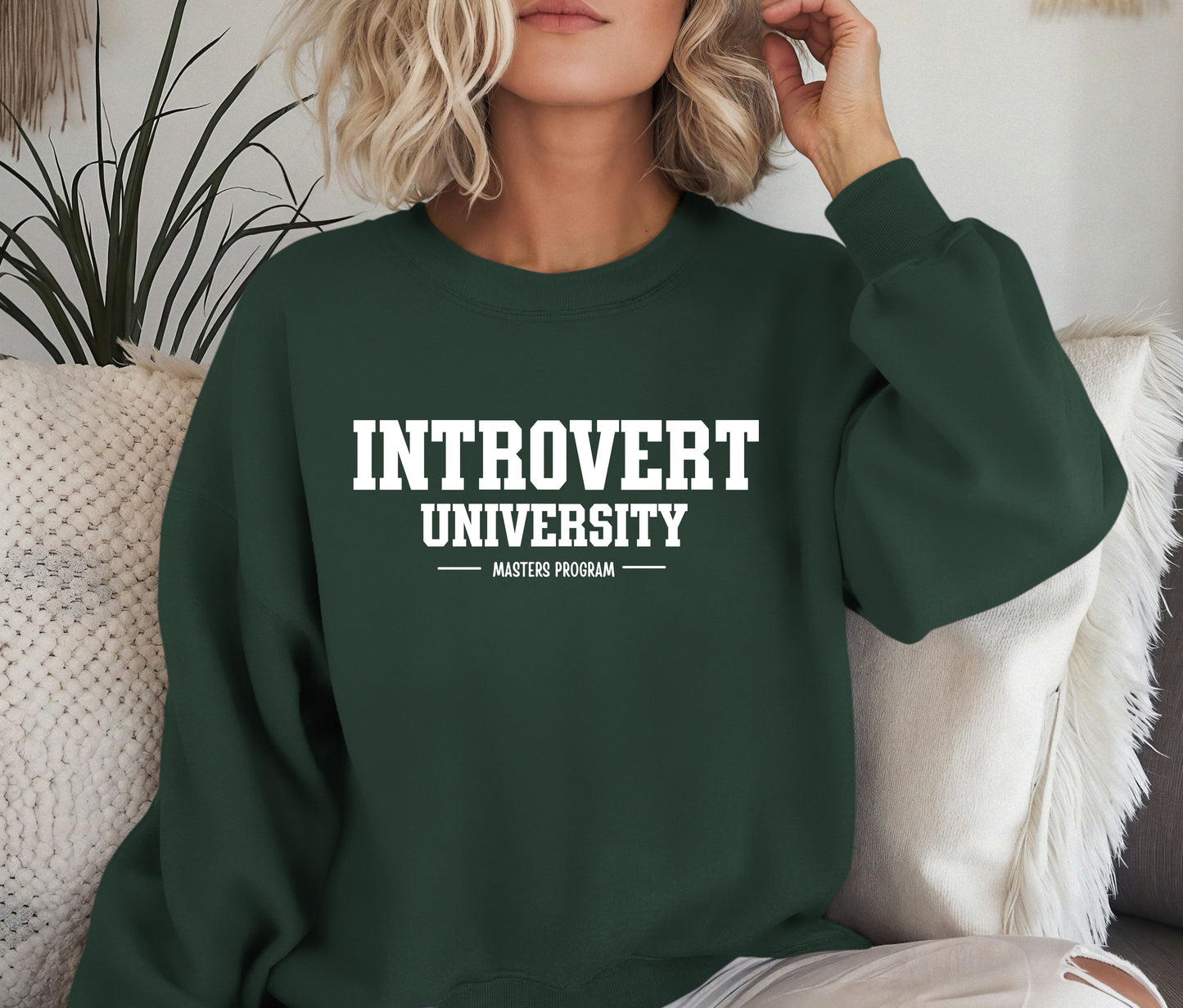 😴 Introvert University Sweatshirt | Funny Cozy Cat Crewneck | Anti-Social Club Hoodie | Lazy Day Gift for Her or Him