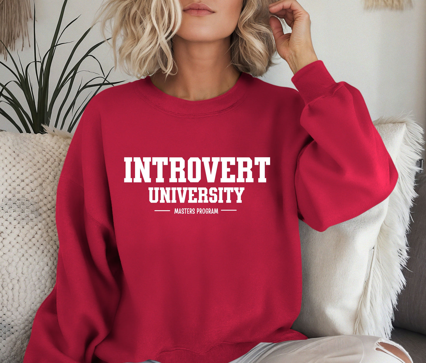 😴 Introvert University Sweatshirt | Funny Cozy Cat Crewneck | Anti-Social Club Hoodie | Lazy Day Gift for Her or Him
