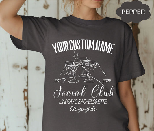 Custom Bachelorette Party Shirts, Last Toast on the Coast, Custom Bachelorette Shirts, Personalized Luxury Bachelorette, Social Club Bach