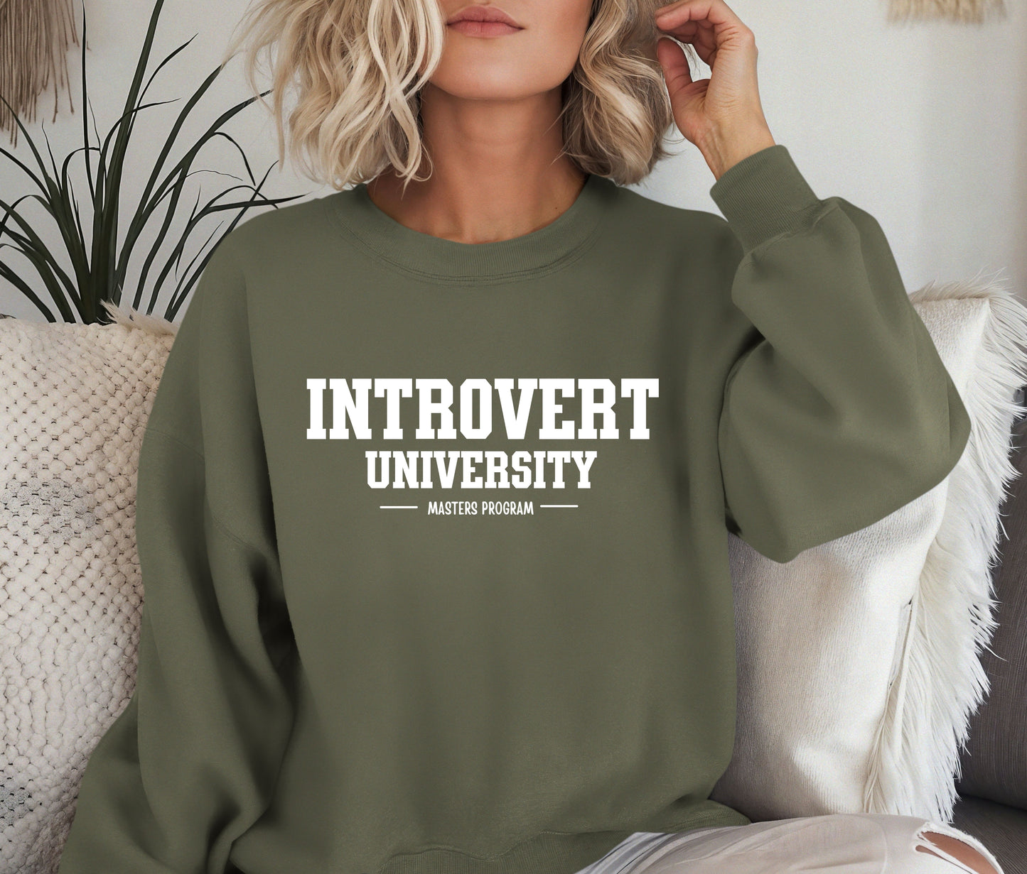 😴 Introvert University Sweatshirt | Funny Cozy Cat Crewneck | Anti-Social Club Hoodie | Lazy Day Gift for Her or Him