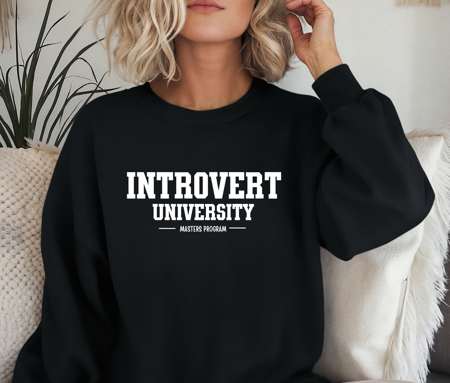 😴 Introvert University Sweatshirt | Funny Cozy Cat Crewneck | Anti-Social Club Hoodie | Lazy Day Gift for Her or Him