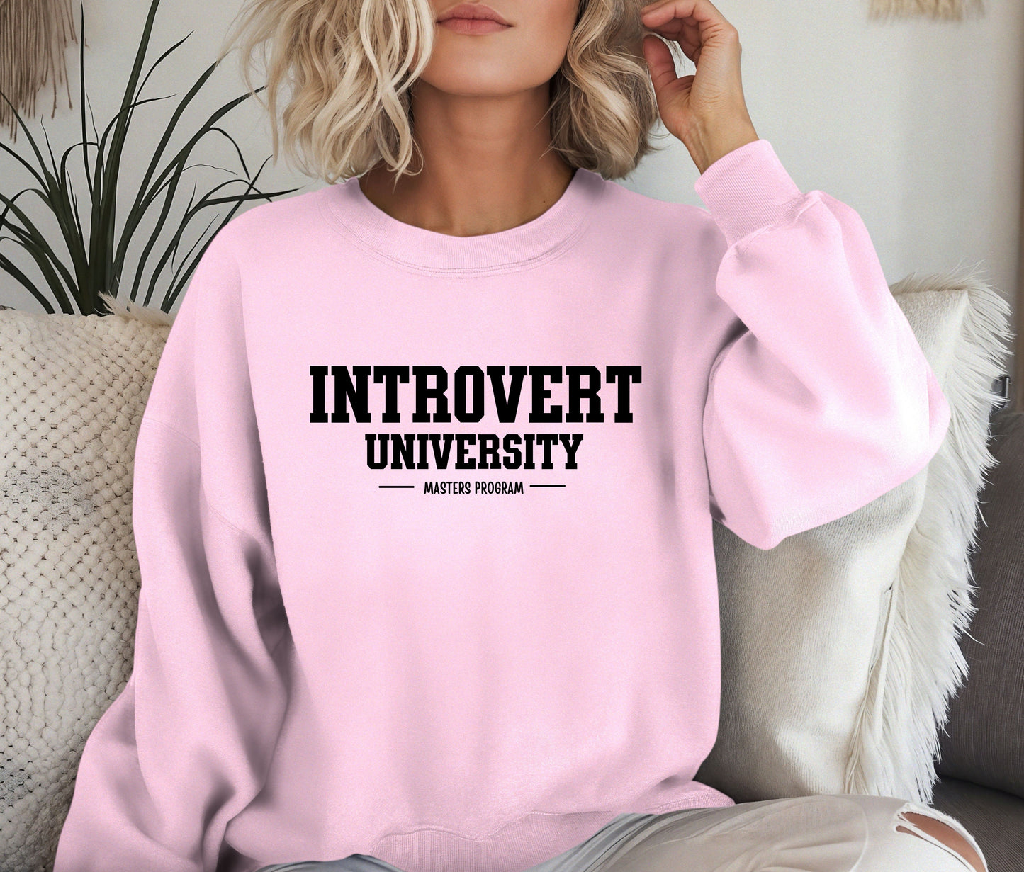 😴 Introvert University Sweatshirt | Funny Cozy Cat Crewneck | Anti-Social Club Hoodie | Lazy Day Gift for Her or Him