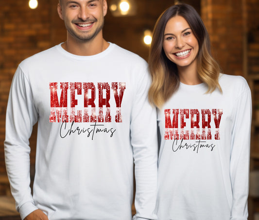 🎄Merry Christmas With Glitter , Christmas Shirts for Family | Matching Holiday Shirts | Personalized Family Christmas Outfits