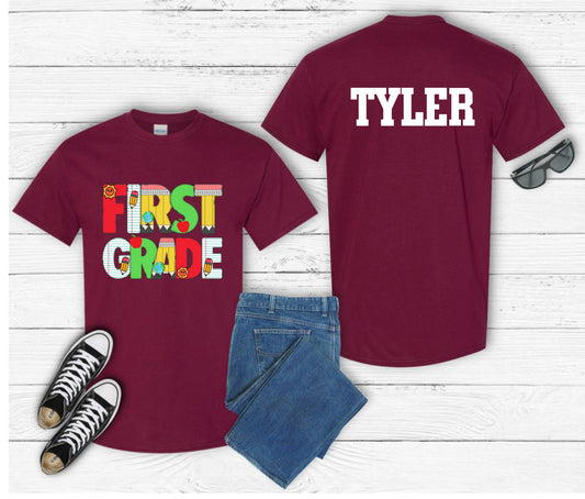 Personalized Back to School Shirt for Kids – Custom Name Tee | First Day of School Outfit | Preschool & Kindergarten Shirt | Custom Kids T-Shirt