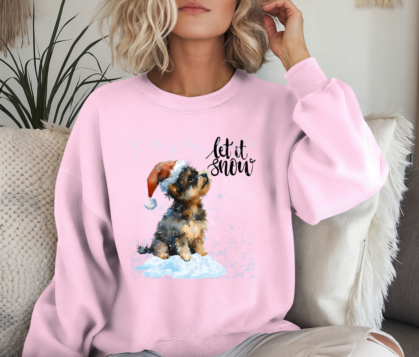 🐶 Let It Snow Dog Sweatshirt | Cute Christmas Puppy Crewneck | Cozy Winter Dog Lover Sweater | Holiday Gift for Her