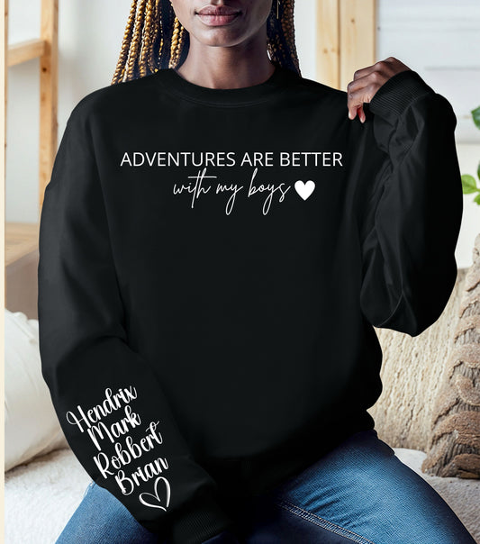 Custom Name Sweatshirt – Personalized Family or Kids’ Names on Sleeve | Cozy Crewneck for Moms, Dads & Grandparents | Gift for Parents & Loved Ones