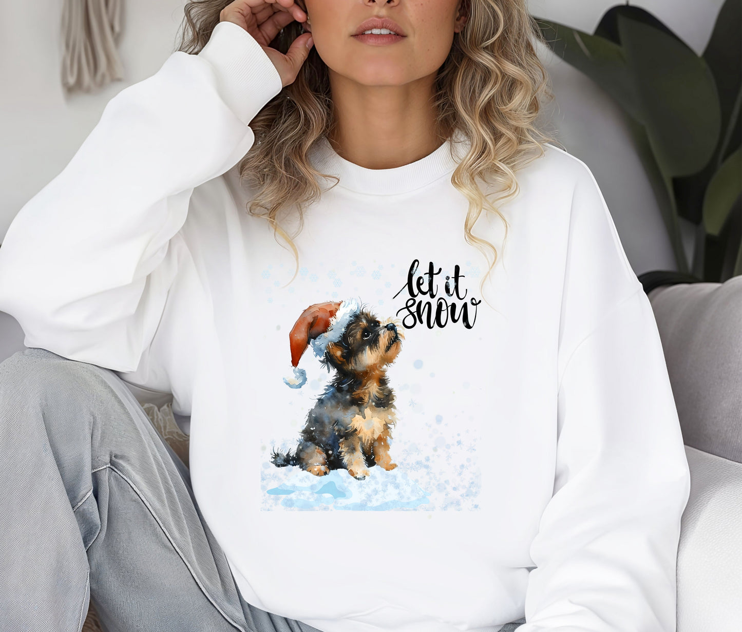 🐶 Let It Snow Dog Sweatshirt | Cute Christmas Puppy Crewneck | Cozy Winter Dog Lover Sweater | Holiday Gift for Her