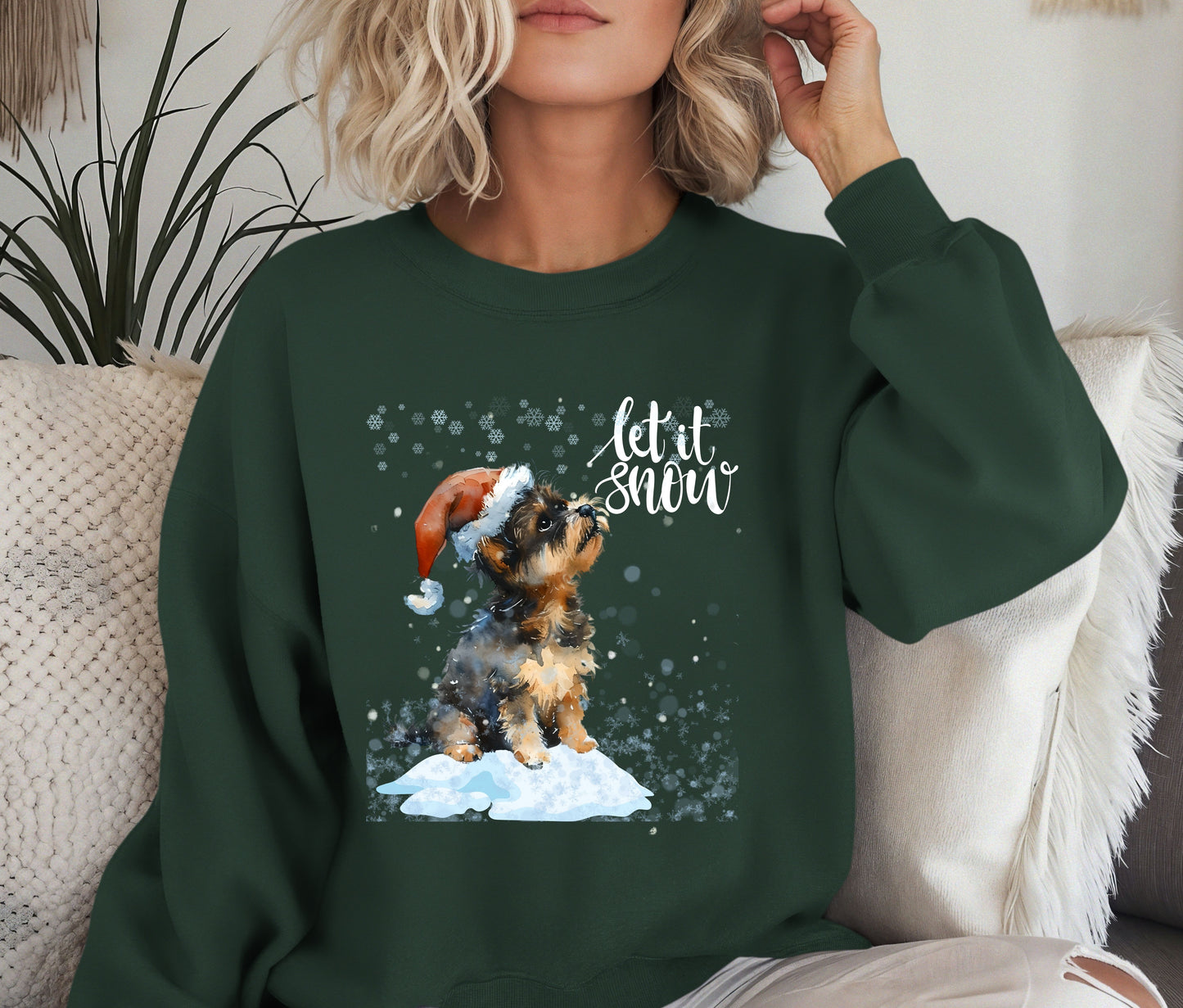 🐶 Let It Snow Dog Sweatshirt | Cute Christmas Puppy Crewneck | Cozy Winter Dog Lover Sweater | Holiday Gift for Her
