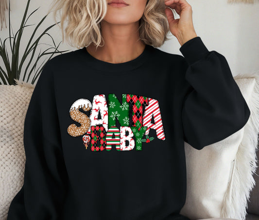 🎅 Santa Baby Christmas Sweatshirt – Cute Holiday Pullover for Women | Festive Plaid, Gingerbread & Candy Cane Design | Cozy Christmas Gift