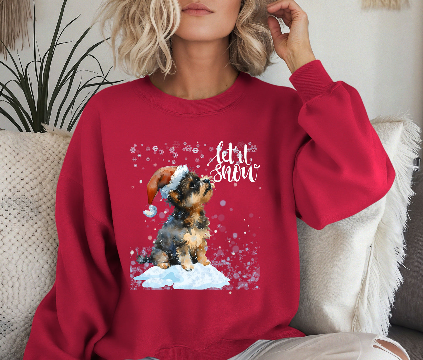 🐶 Let It Snow Dog Sweatshirt | Cute Christmas Puppy Crewneck | Cozy Winter Dog Lover Sweater | Holiday Gift for Her