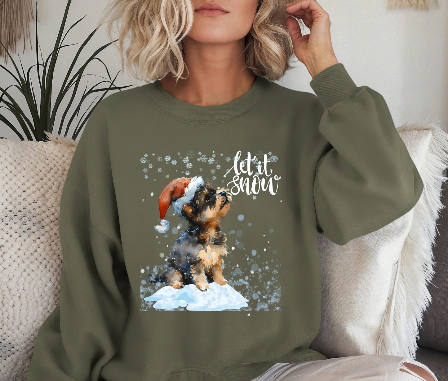 🐶 Let It Snow Dog Sweatshirt | Cute Christmas Puppy Crewneck | Cozy Winter Dog Lover Sweater | Holiday Gift for Her