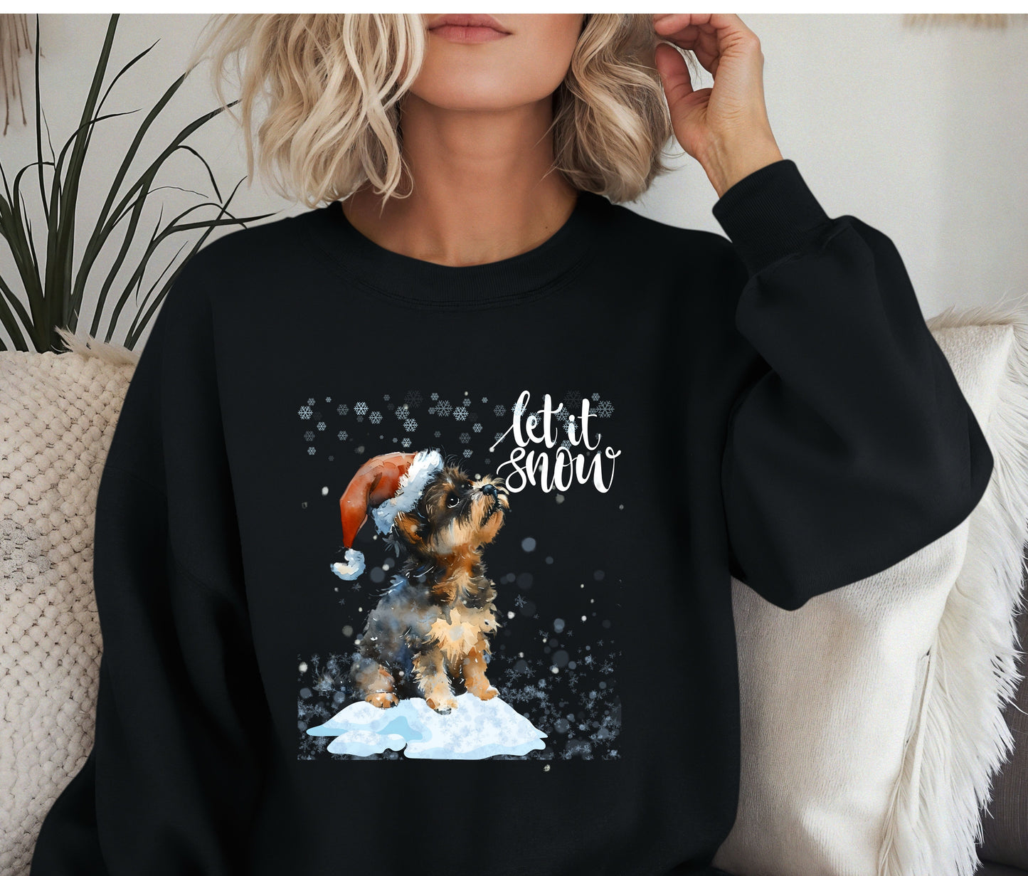 🐶 Let It Snow Dog Sweatshirt | Cute Christmas Puppy Crewneck | Cozy Winter Dog Lover Sweater | Holiday Gift for Her