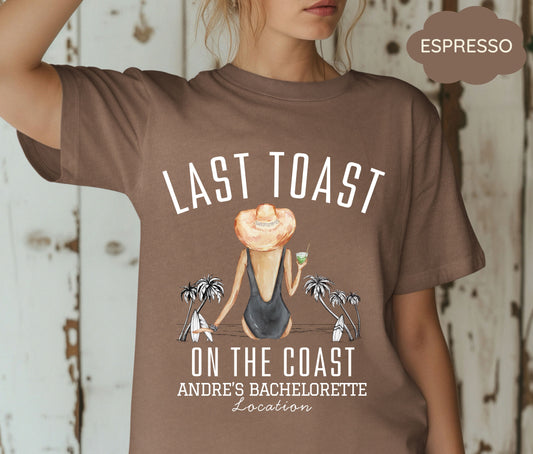 Custom Bachelorette Party Shirts, Last Toast on the Coast, Custom Bachelorette Shirts, Personalized Luxury Bachelorette, Social Club Bach