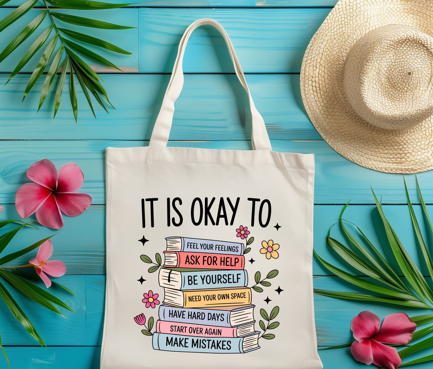 It's Okaytote bag, Tote Bag, Tote, Totes Bags, Custom Bag Totes, Gift for her, custom Totes Bag Gift, Gift For Mom, Canvas Bag, Canvas Bags