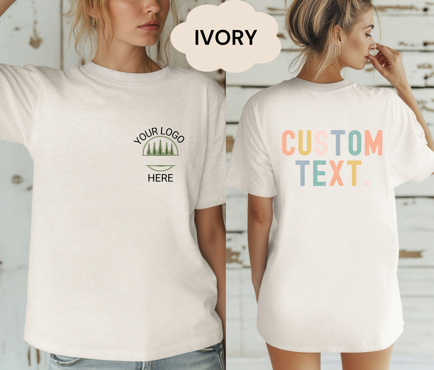 Custom Logo Shirt with Company Name on Back – Personalized Business Branding Tee – Custom Workwear T-Shirt for Teams, Events, and Staff