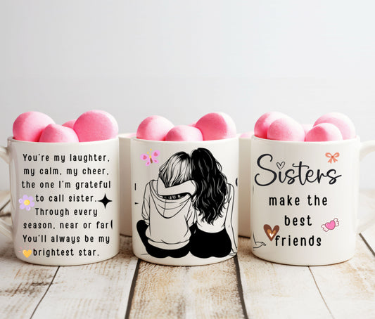 💕 Sisters Mug | 15oz Friendship Mug | Sister Gift from Sister | Meaningful Sister Quote Cup | Birthday Gift for Best Friend