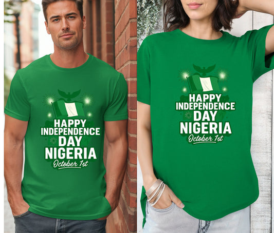 Nigerian Independece Day Shirt , Naija to the World T-Shirt, Nigerian Pride Shirt | African Heritage Tee | Green White Green Nigeria Flag Shirt | Unisex Naija Culture Tee
