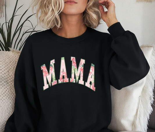 MAMA Sweatshirt – Floral Print Mama Crewneck, Cozy Mother’s Day Gift, Mom Life Pullover, Women’s Comfort Sweater