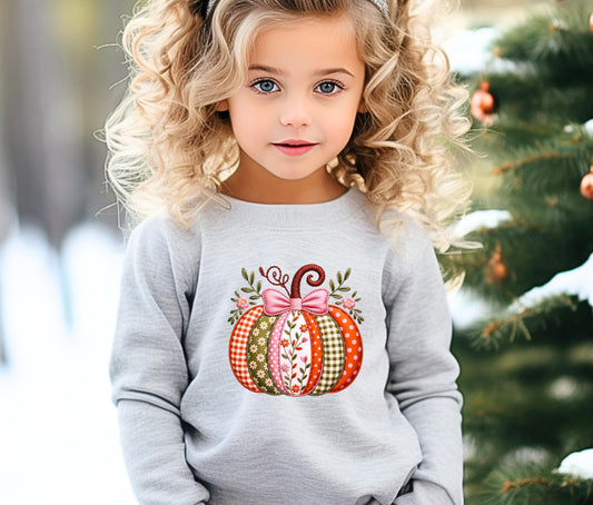 Unisex Kids Customizable Faux Knitted Patched Halloween Sweatshirt, Pumpkin Halloween Shirt, Halloween Sweatshirt, Halloween Gift
