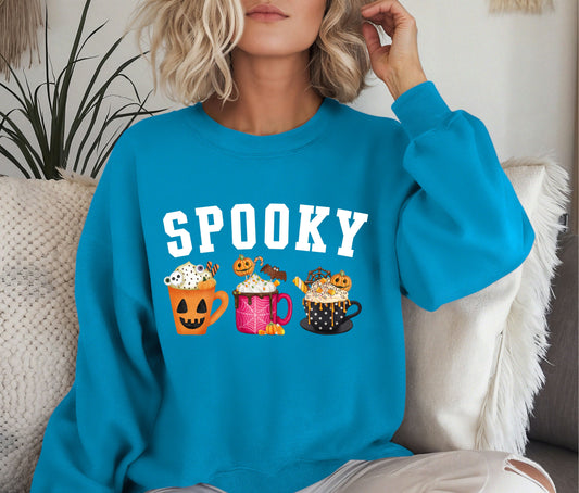 Sppoky Halloween Sweatshirt, Halloween Sweatshirt, Halloween Gift, Coffee Lover Sweatshirt