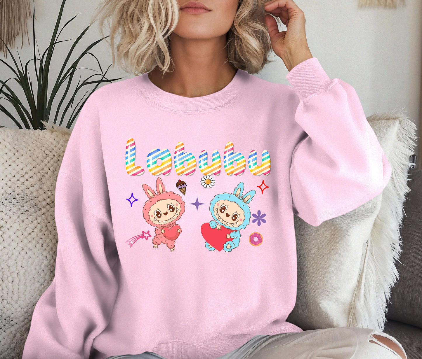 🧸 LABUBU Mom & Kids Matching Sweatshirt – Cute Cartoon Family Outfit