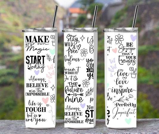 20oz Slim Tumbler - Sublimation blanks with straw Customizable