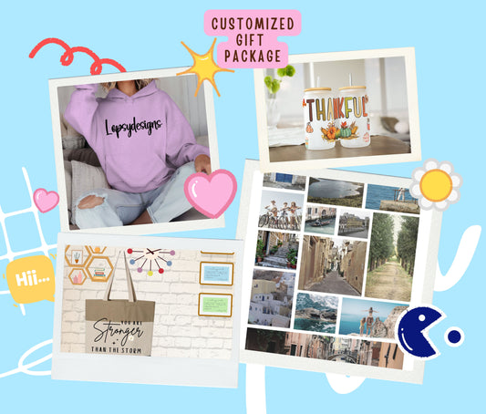Customized Gift Package – Personalized Hoodie, Tumbler, Tote Bag & 16x20 Photo Collage Frame