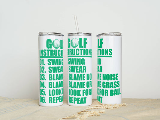 20 oz Golf Stainless Tumbler – Insulated Travel Mug with Lid & Straw | Customizable | Hot & Cold Drinkware | Gift for Him, Her, or Kids