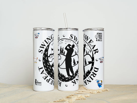 20 oz Golf Stainless Tumbler – Insulated Travel Mug with Lid & Straw | Customizable | Hot & Cold Drinkware | Gift for Him, Her, or Kids