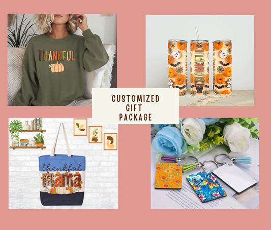 Customized Gift Package – Personalized Apparel, Drinkware, Tote Bag, and Keychains – Perfect for Birthdays, Holidays, Businesses & Special Events