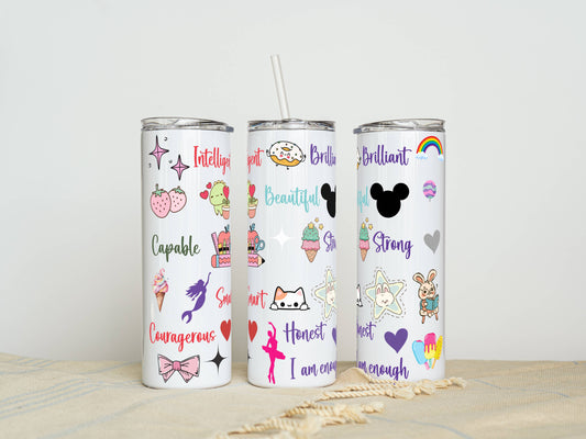 20 oz Girls Stainless Steel Tumbler – Insulated Travel Mug with Lid & Straw | Customizable | Hot & Cold Drinkware | Gift for Him, Her, or Kids