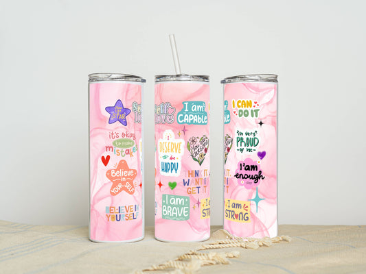 20 oz I Am Capable Stainless Steel Tumbler – Insulated Travel Mug with Lid & Straw | Customizable | Hot & Cold Drinkware | Gift for Him, Her, or Kids