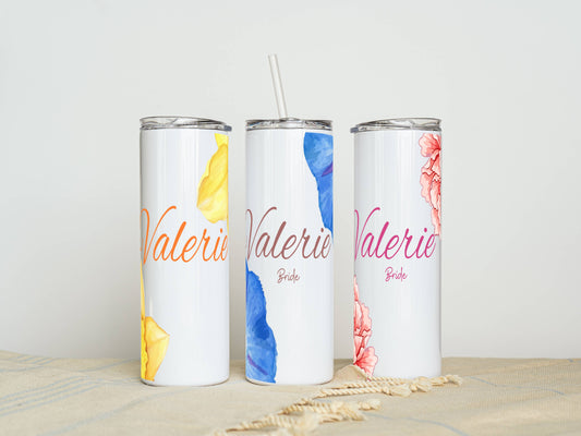 Custom Tumbler, Flower Tumbler, Custom Name Cup,Birthday Gift, Mother's Day Gift for her, Bridesmaid Gift Ideas,Bridesmaid Cup, Tumbler Gift