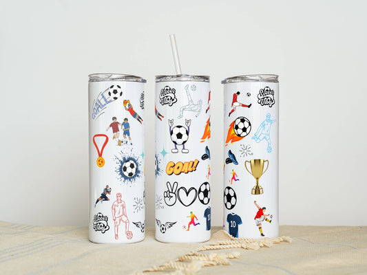 20 oz Soccer Tumbler – Insulated Travel Mug with Lid & Straw | Customizable | Hot & Cold Drinkware | Gift for Him, Her, or Kids (Copy)